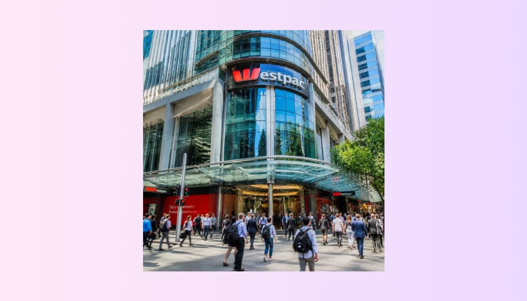 An AI generated image of a building with the Westpac logo